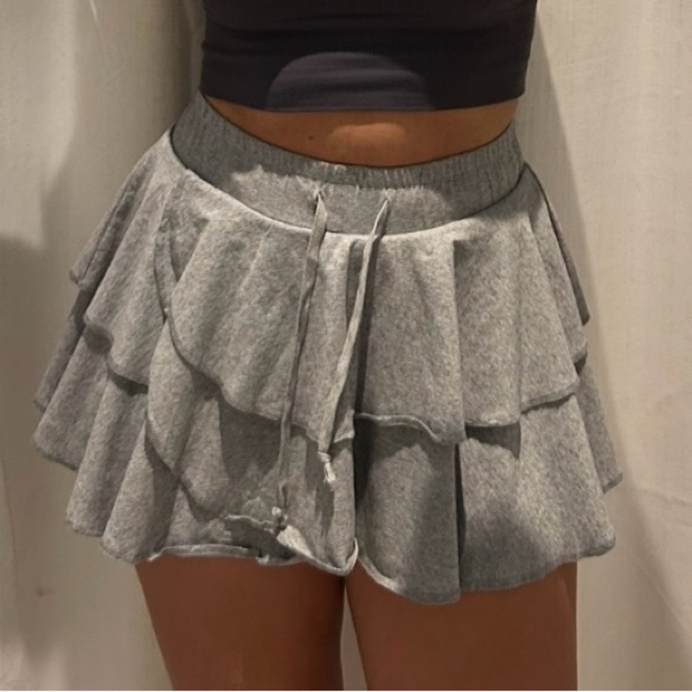 Gray Ruffled Skirt